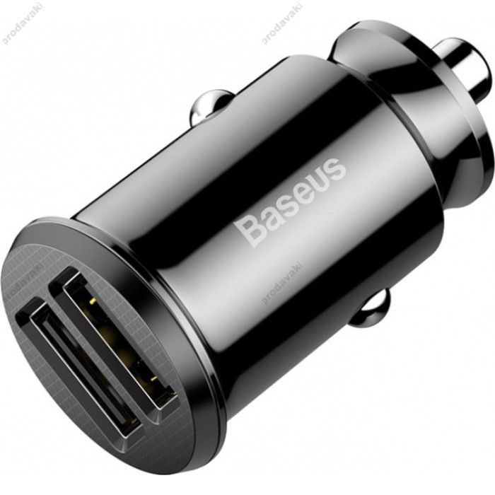 Автомобільний зарядний пристрій Baseus Grain Mini Dual USB Smart Car Charger 3.1A Black CCALL-ML01