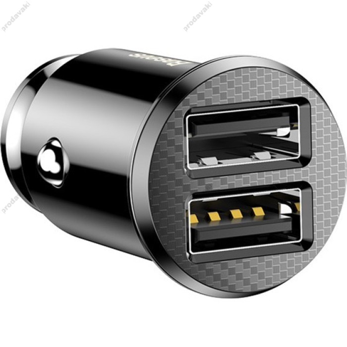 Автомобільний зарядний пристрій Baseus Grain Mini Dual USB Smart Car Charger 3.1A Black CCALL-ML01