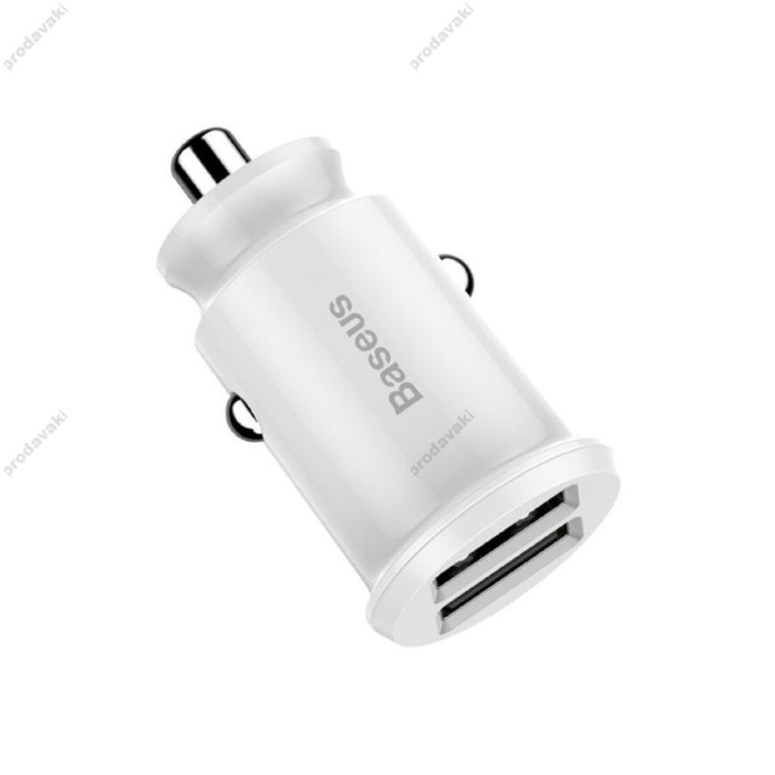 Автомобільний зарядний пристрій Baseus Grain Mini Dual USB Smart Car Charger 3.1A White CCALL-ML02