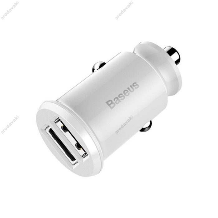 Автомобільний зарядний пристрій Baseus Grain Mini Dual USB Smart Car Charger 3.1A White CCALL-ML02
