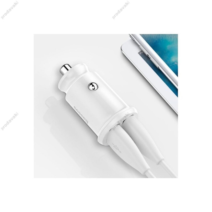 Автомобільний зарядний пристрій Baseus Grain Mini Dual USB Smart Car Charger 3.1A White CCALL-ML02