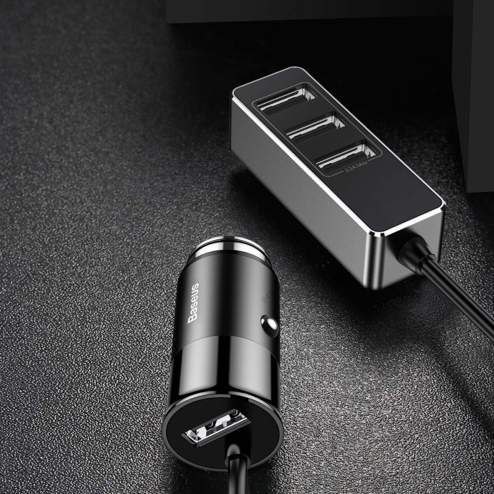 Автомобільний зарядний пристрій Baseus Enjoy Together Four Interfaces 5.5А Black CCTON-01