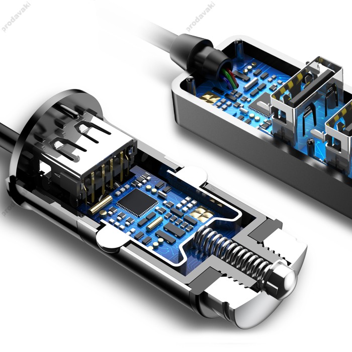 Автомобільний зарядний пристрій Baseus Enjoy Together Four Interfaces 5.5А Black CCTON-01