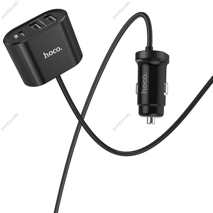 Автомобільний зарядний пристрій Hoco Z35 Companheiro Front and Rear Seat 42W Black