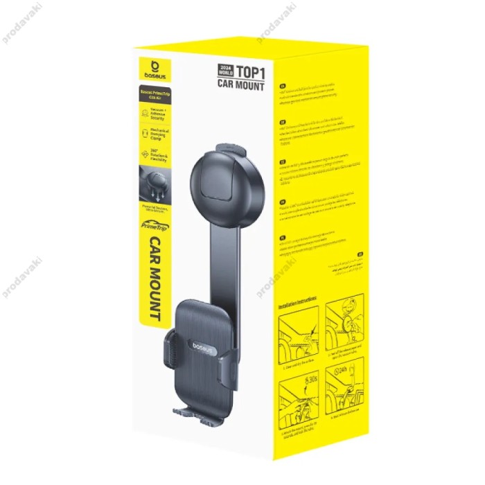 Автомобільний тримач Baseus PrimeTrip C03 Air Clamping Car Mount (Suction Cup Version) Black C0013C01