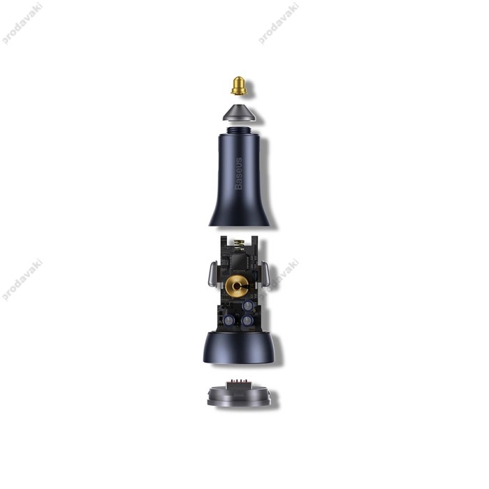 Автомобільний зарядний пристрій Baseus Golden Contactor Pro Triple U+C+C 65W Dark Grey CGJP010013