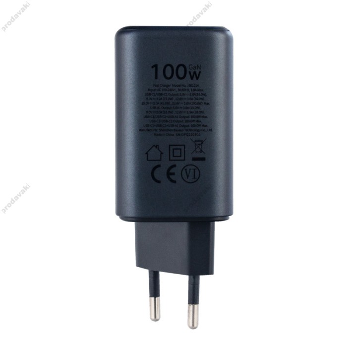 Мережевий зарядний пристрій Baseus PicoGo AE11 Fast Charger 2C+U 100W Black E0121400