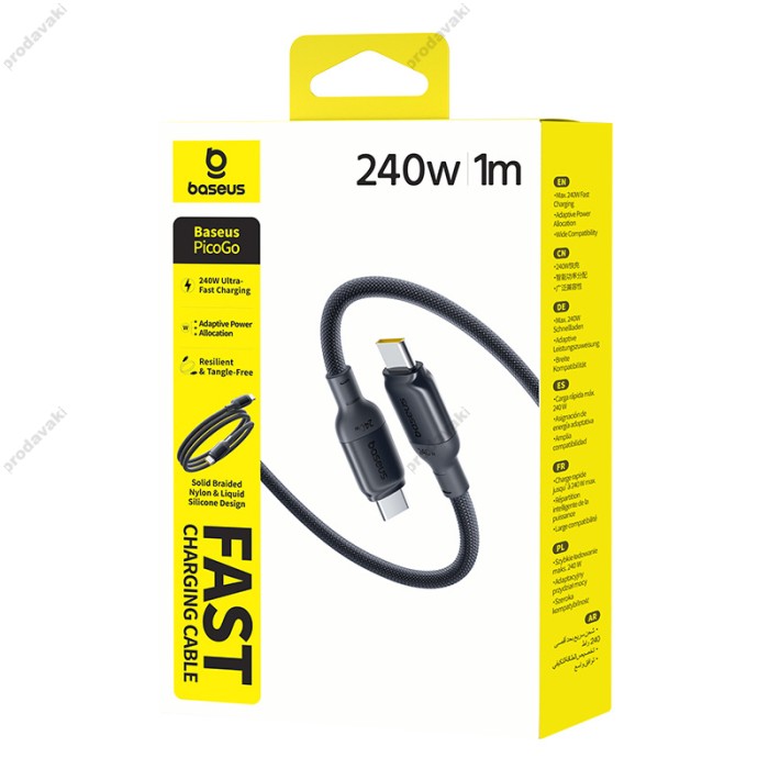 Кабель Baseus PicoGo Type-C to Type-C 240W 5A 1m Black E0423300