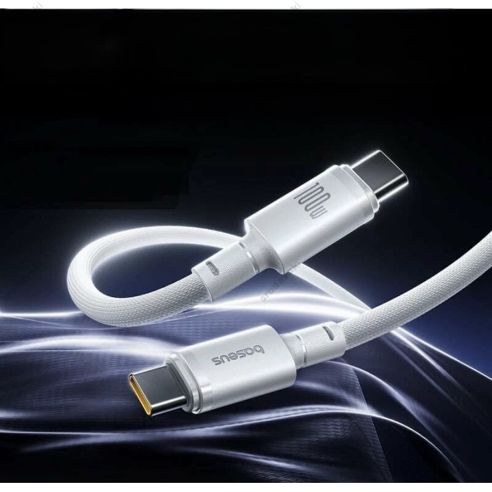Кабель Baseus New Braided Type-C to Type-C 100W 5A 1m White E0426V01