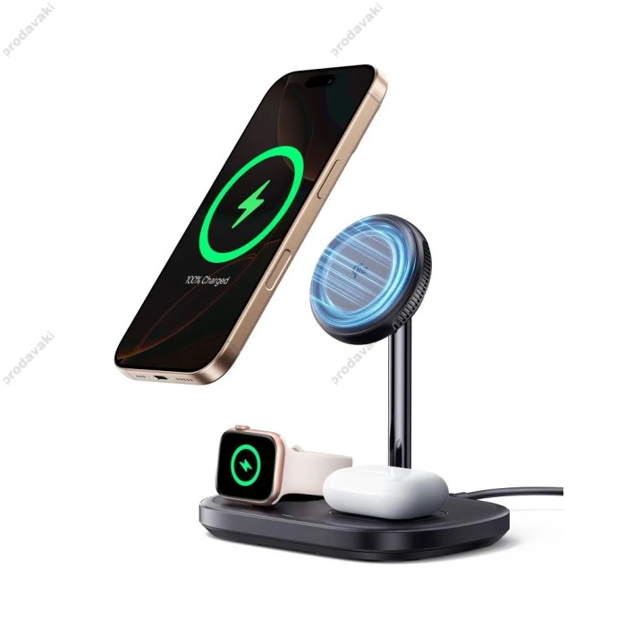 Бездротова зарядка Baseus EnerFill FS41 3-in-1 Wireless Charging Stand Black P10281904123-01