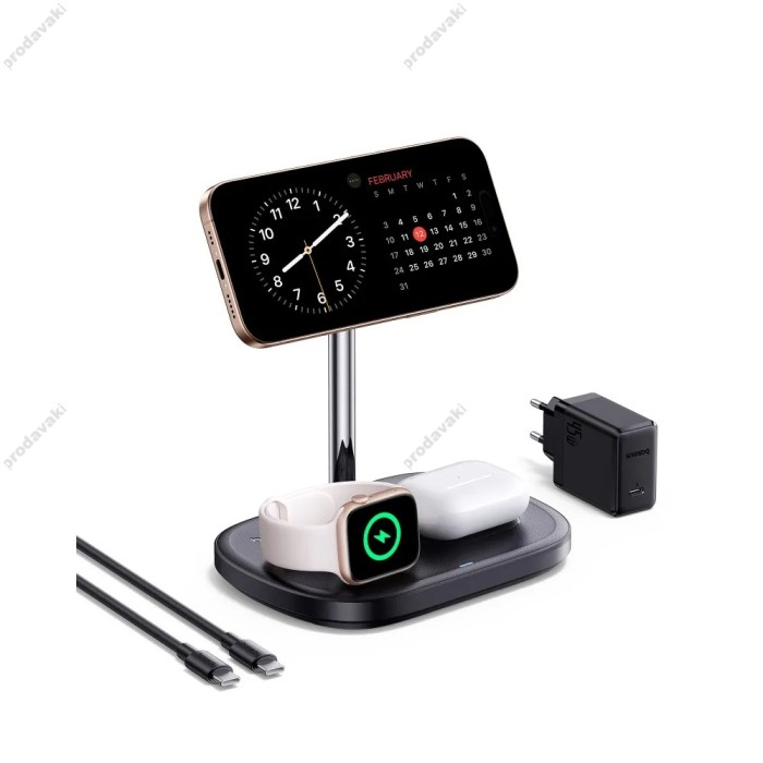 Бездротова зарядка Baseus EnerFill FS41 3-in-1 Wireless Charging Stand Black P10281904123-01