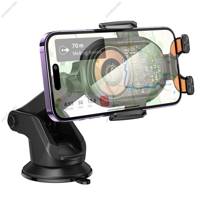 Автомобільний тримач із бездротовою зарядкою Hoco HW34 whale 3-axis linkage wireless 15W Black