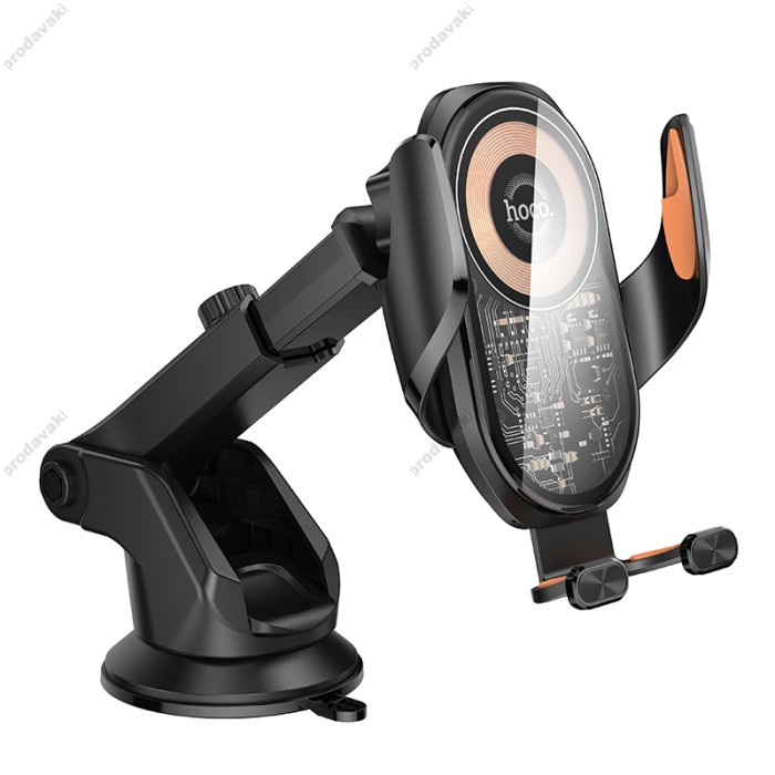Автомобільний тримач із бездротовою зарядкою Hoco HW34 whale 3-axis linkage wireless 15W Black
