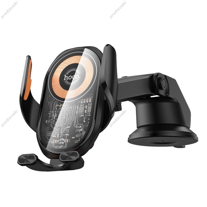 Автомобільний тримач із бездротовою зарядкою Hoco HW34 whale 3-axis linkage wireless 15W Black
