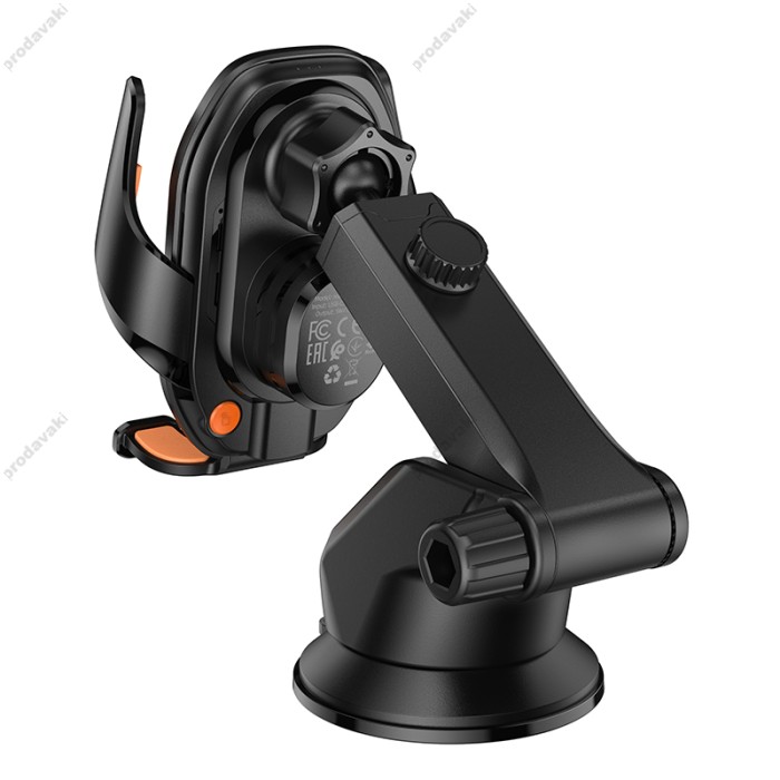 Автомобільний тримач із бездротовою зарядкою Hoco HW34 whale 3-axis linkage wireless 15W Black