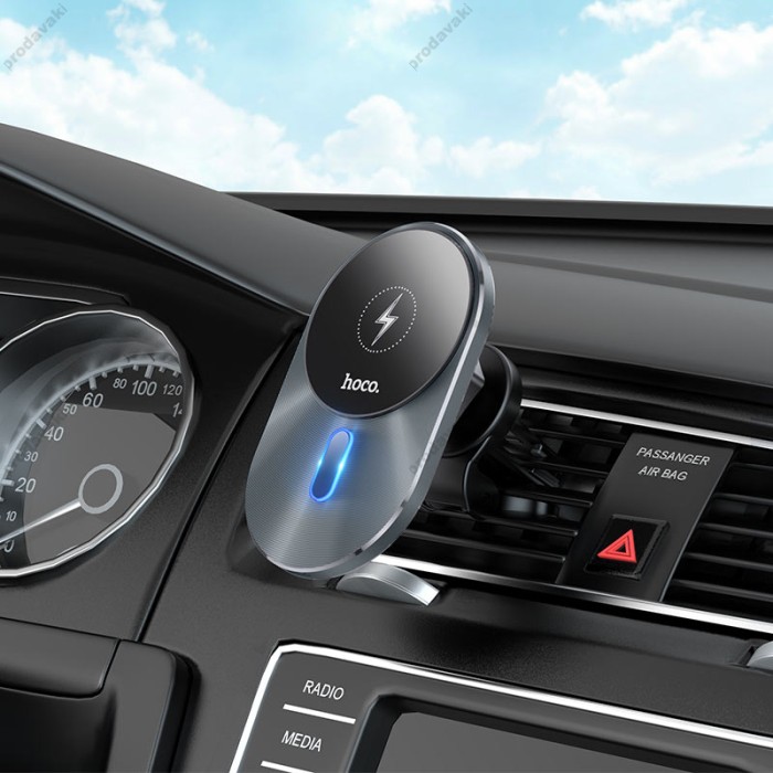 Автомобільний тримач із бездротовою зарядкою Hoco CA91 Magic magnetic wireless 15W Black