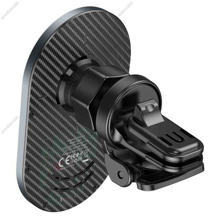 Автомобільний тримач із бездротовою зарядкою Hoco CA91 Magic magnetic wireless 15W Black