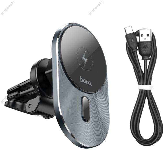Автомобільний тримач із бездротовою зарядкою Hoco CA91 Magic magnetic wireless 15W Black