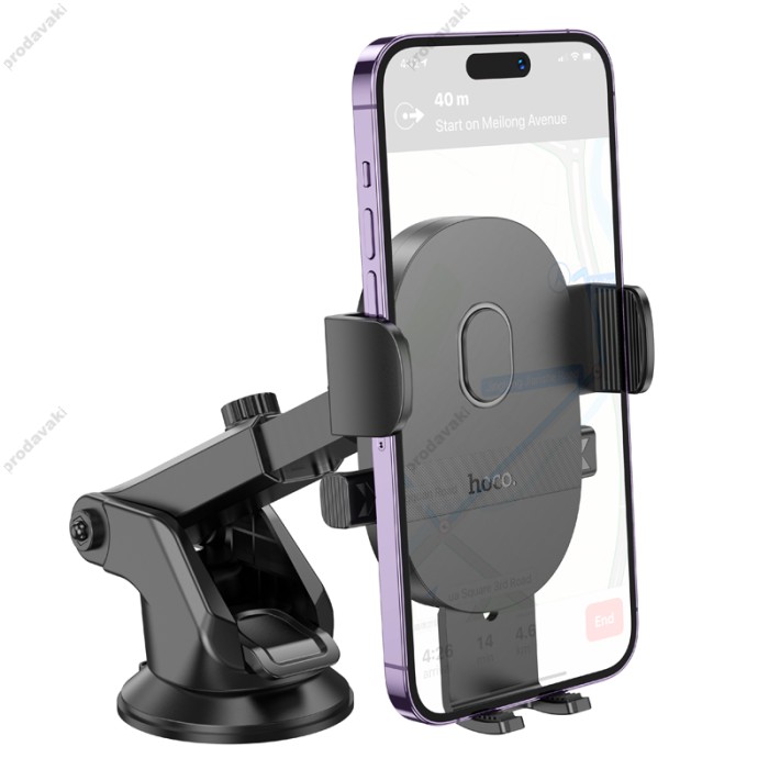 Автомобільний тримач Hoco H19 Mighty one-button car holder (center console) Black