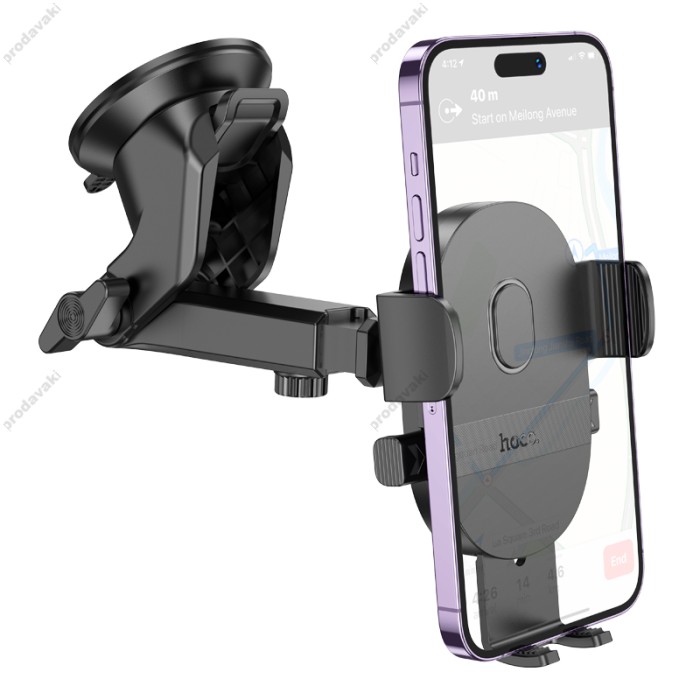 Автомобільний тримач Hoco H19 Mighty one-button car holder (center console) Black