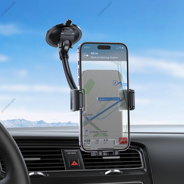 Автомобільний тримач Hoco H38 Cheetah car holder (windshield) Black