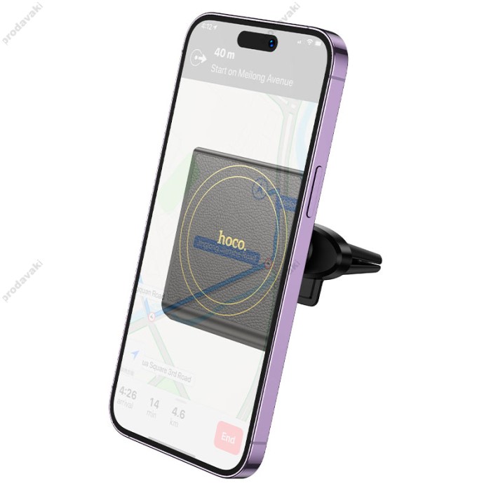Автомобільний тримач Hoco H46 Precious ring magnetic car holder (air outlet) 4.5-7" Black