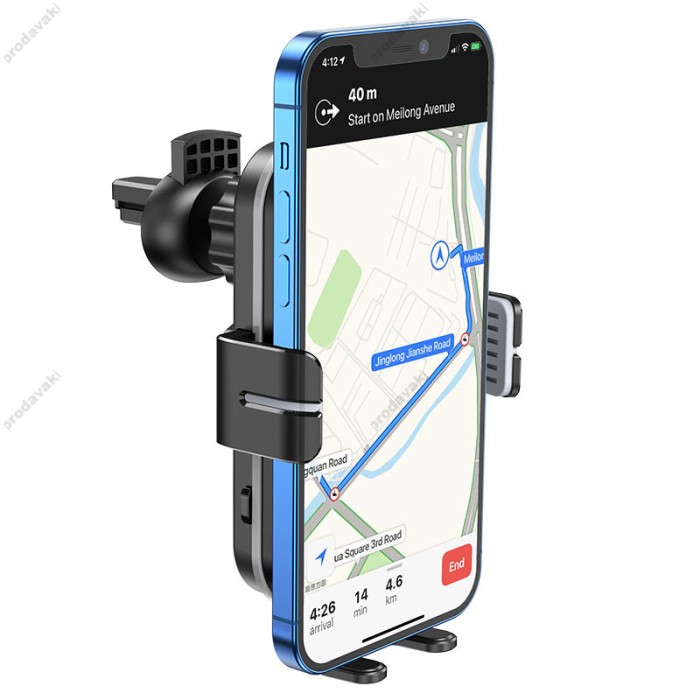 Автомобільний тримач із бездротовою зарядкою Hoco CA80 Buddy smart wireless charging 15W Black