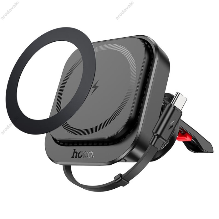 Автомобільний тримач із бездротовою зарядкою Hoco HW23 Magic magnetic wireless fast charging Black