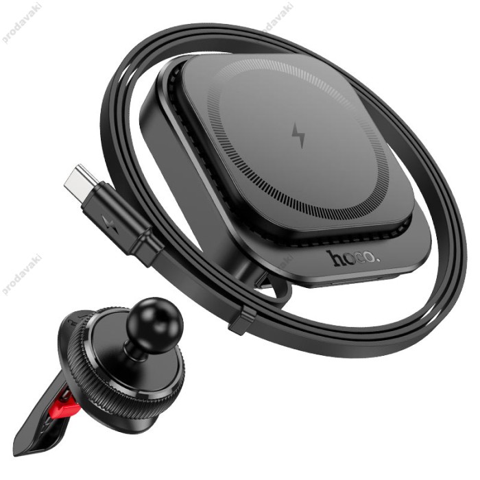Автомобільний тримач із бездротовою зарядкою Hoco HW23 Magic magnetic wireless fast charging Black