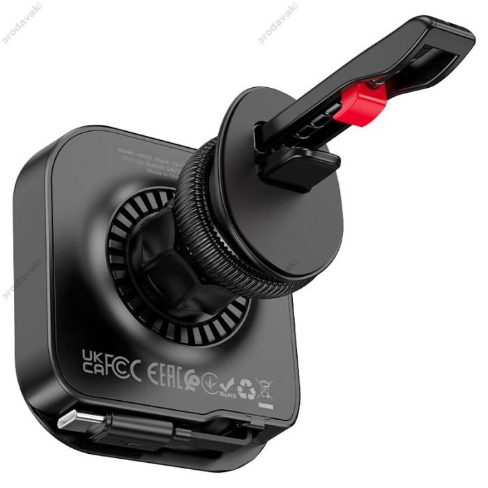 Автомобільний тримач із бездротовою зарядкою Hoco HW23 Magic magnetic wireless fast charging Black