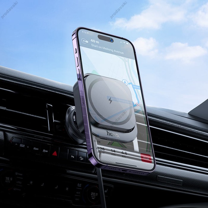 Автомобільний тримач із бездротовою зарядкою Hoco HW23 Magic magnetic wireless fast charging Black