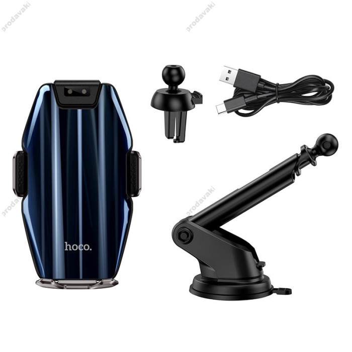 Автомобільний тримач із бездротовою зарядкою Hoco S45 Energia smart wireless charging Black