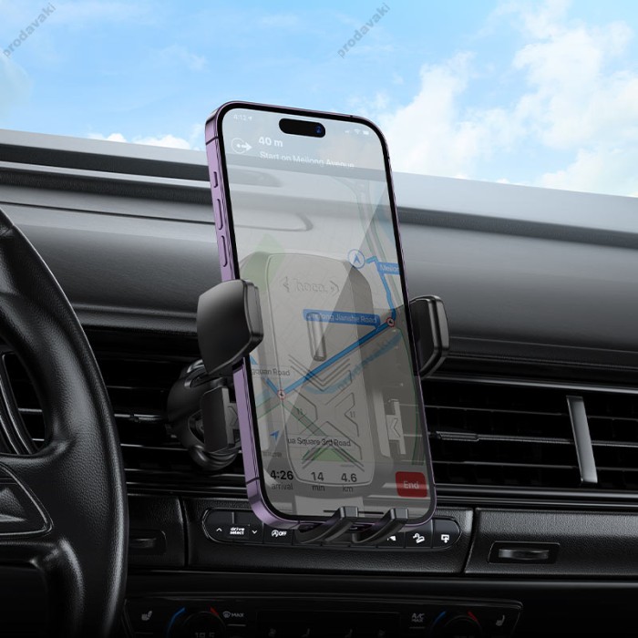 Автомобільний тримач Hoco H64 Gamble one-button Car holder (air outlet) 4.5-7" Black