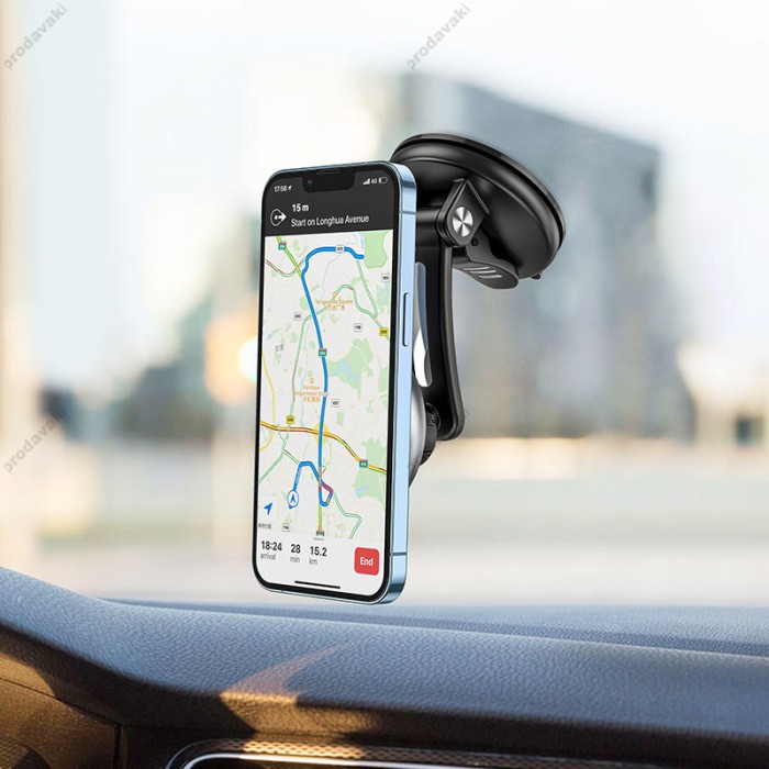 Автомобільний тримач Hoco CA100 Super-way center console ring magnetic car holder Black