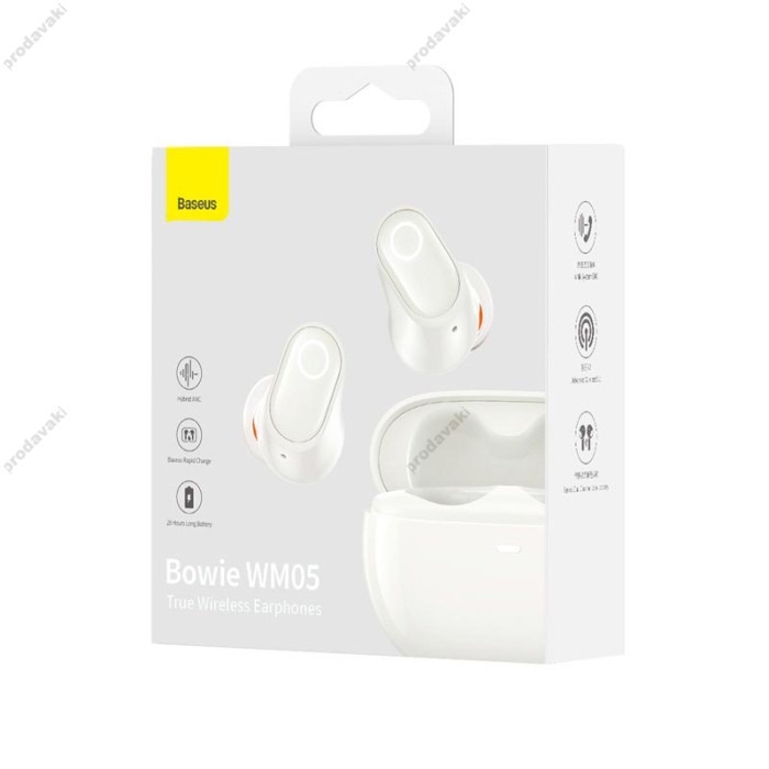 Бездротові Bluetooth навушники Baseus Bowie WM05 True Wireless Earphones BT 5.2 White NGTW200002