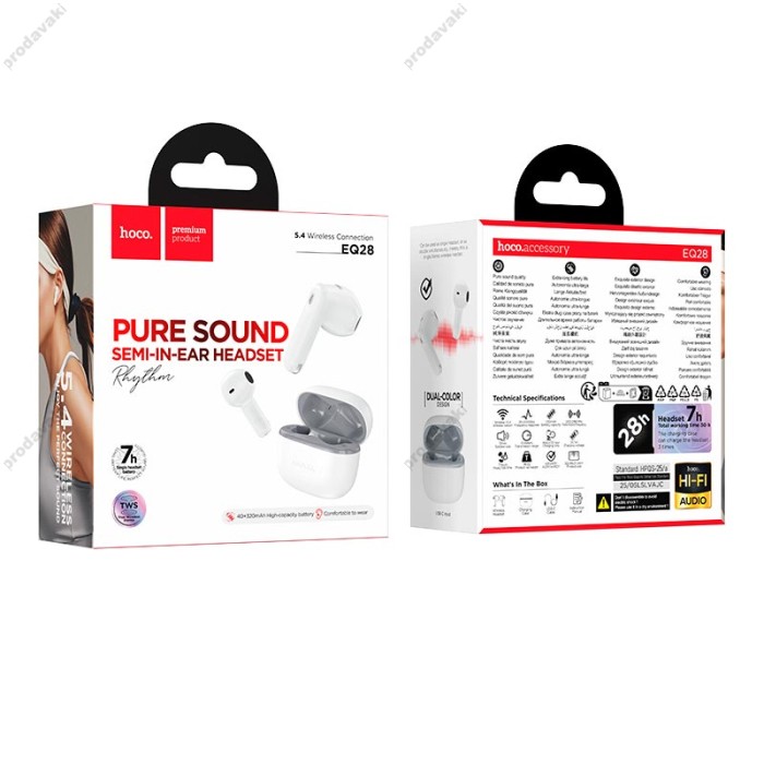 Бездротові Bluetooth навушники HOCO EQ28 Bird true wireless headset BT 5.4 White