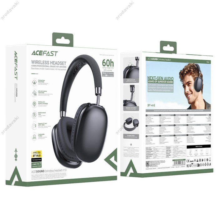Бездротові Bluetooth навушники ACEFAST H13 Wireless Headset BT 6.0 Black
