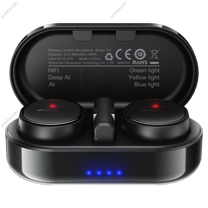 Бездротовий мікрофон ACEFAST R1 wireless lavalier microphones AI Type-C 2 мікрофона Black