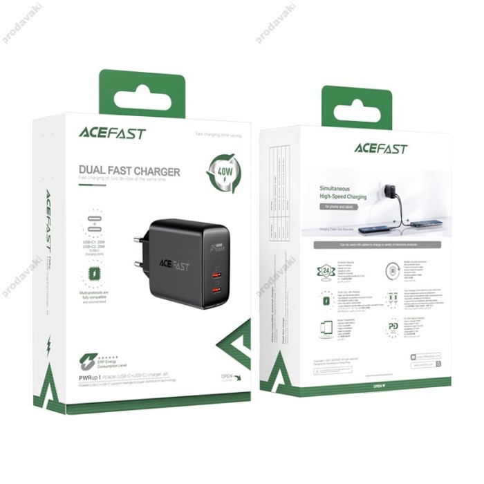 Мережевий зарядний пристрій ACEFAST A9 Fast Charge Wall Charger 40W Black
