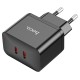 Мережевий зарядний пристрій HOCO N29 Triumph charger Lightning cable 35W Black