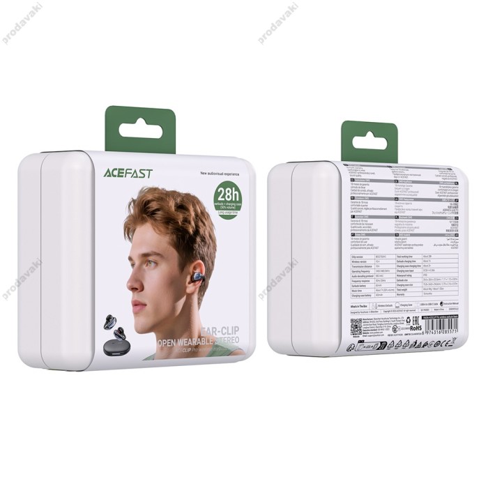 Бездротові Bluetooth навушники ACEFAST FA006 ACECLIP Pro wireless earbuds BT 5.4 Black