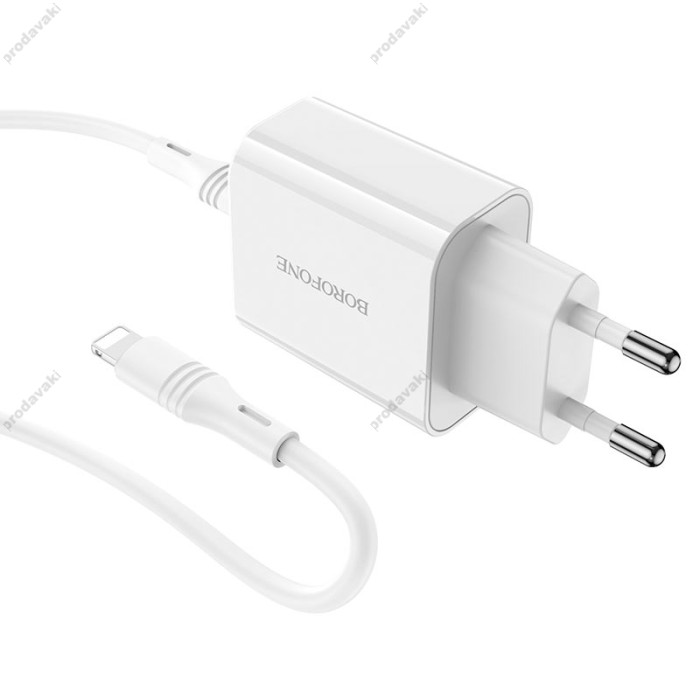 Мережевий зарядний пристрій BOROFONE BA57A Easy Speed Type-C to Lightning cable 20W White