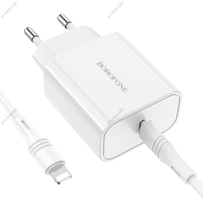 Мережевий зарядний пристрій BOROFONE BA57A Easy Speed Type-C to Lightning cable 20W White
