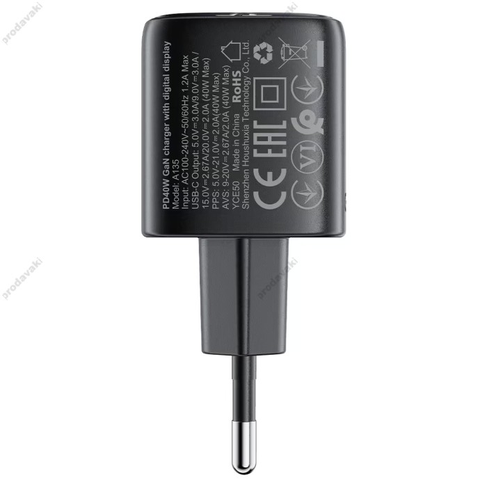 Мережевий зарядний пристрій ACEFAST A135 GaN charger 40W Black