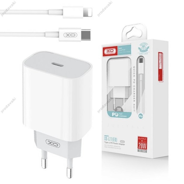 Мережевий зарядний пристрій XO L77 Fast charger with Lightning cable 20W White