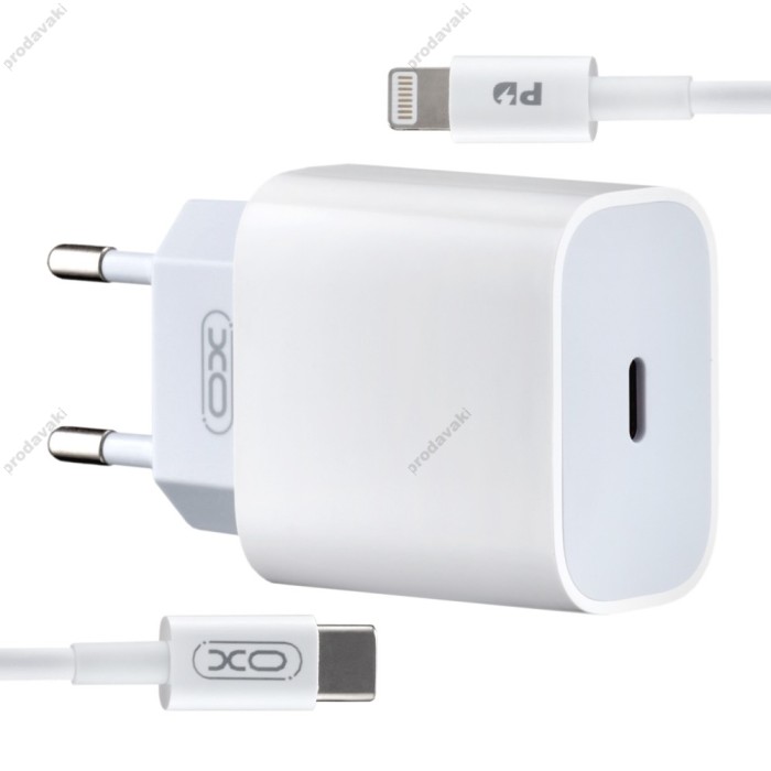 Мережевий зарядний пристрій XO L77 Fast charger with Lightning cable 20W White