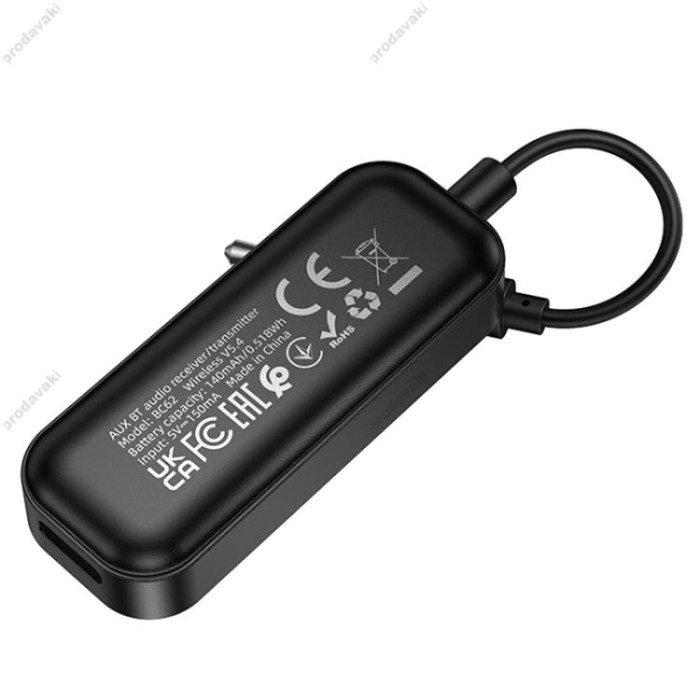 Автомобільний Bluetooth адаптер Borofone BC62 Walker AUX BT audio receiver 5.4 Black