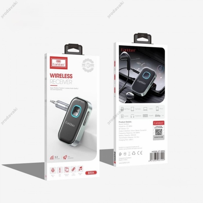 Автомобільний Bluetooth адаптер Earldom ET-BR04 Audio Receiver Black