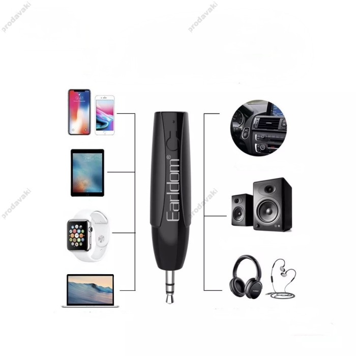 Автомобільний Bluetooth адаптер Earldom ET-M68 Audio Receiver Black