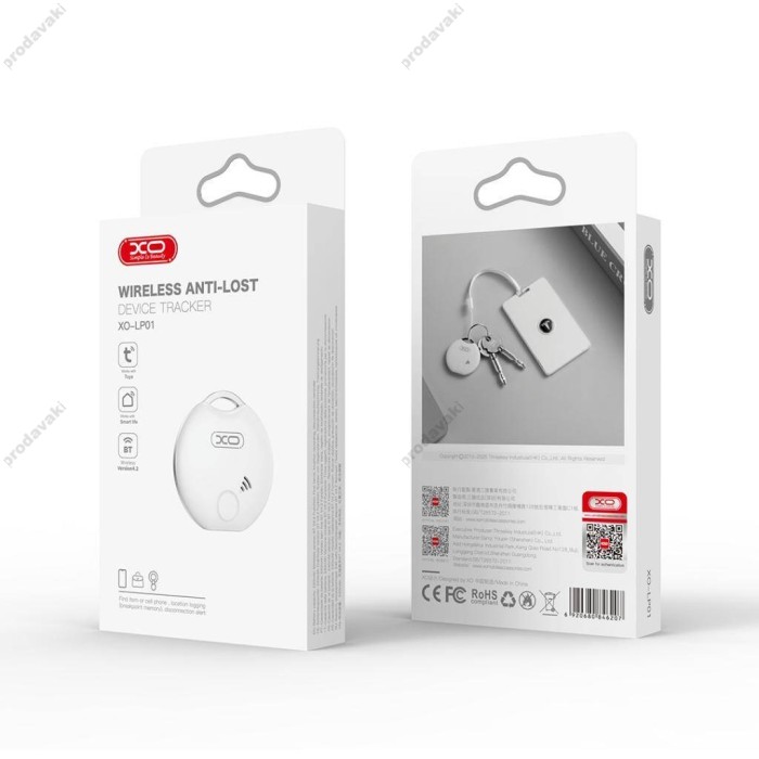 Пошуковий трекер XO LP01 Bluetooth anti loss locator bidirectional search IOS, Android White
